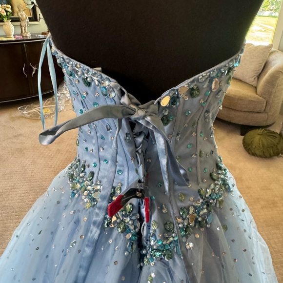 Mori Lee dress prom party wedding blue size 12 princess god mother halloween. - Picture 15 of 16